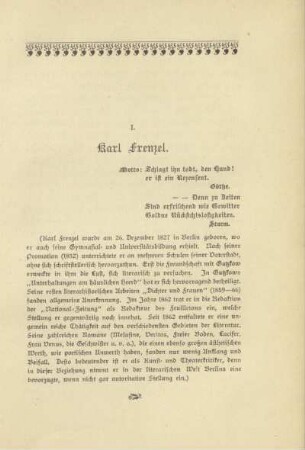 I. Karl Frenzel