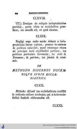 De Methodo discendi docendique iuris ecclesiastici.