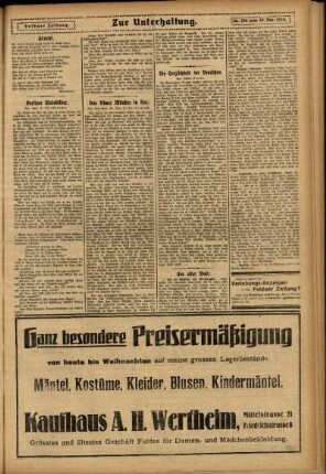 Dritte Ausgabe vom Samstag, den 20. Dezember 1924.