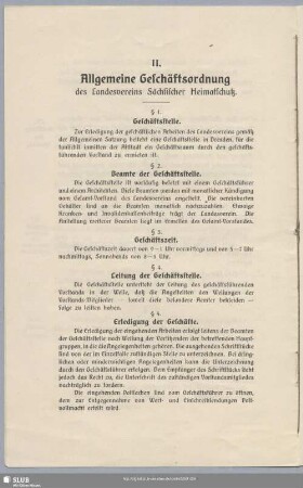 II. Allgemeine Geschäftsordnung des Landesvereins Sächsischer Heimatschutz