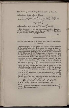 IX. On the motion of a solid body about its centre of gravity.