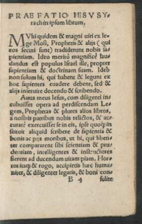 Praefatio Iesu Syrach in ipsum librum.