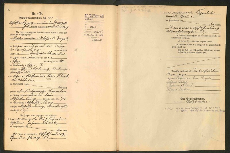 Standesamtsbuch der Stadt Aschaffenburg: Eheschließungen 252/1930 - 130/1931