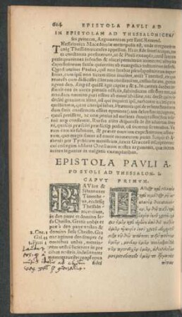 In Epistolam Ad Thessalonicenses priorem, Argumentum ...
