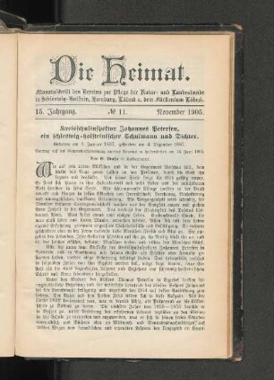 15. Jahrgang. No. 11. November 1905.