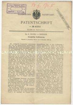 Patentschrift einer zwangläufigen Ventilsteuerung, Patent-Nr. 40350