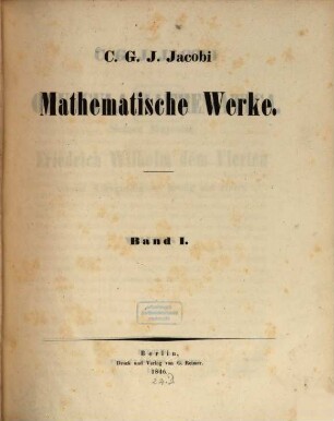 Mathematische Werke, 1