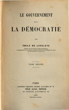 Le gouvernement dans la démocratie, 2