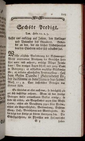 Sechste Predigt.
