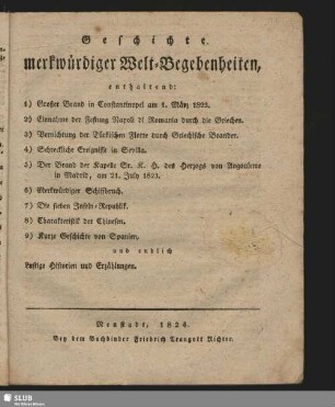Geschichte merkwürdiger Welt-Begebenheiten