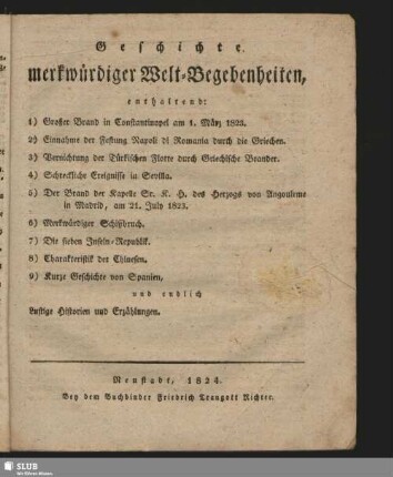 Geschichte merkwürdiger Welt-Begebenheiten