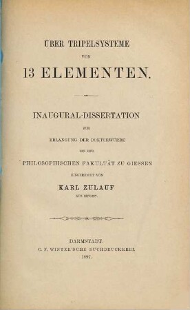 Über Tripelsysteme von 13 Elementen