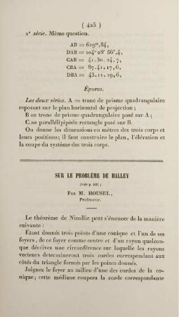 Sur le problème de halley.