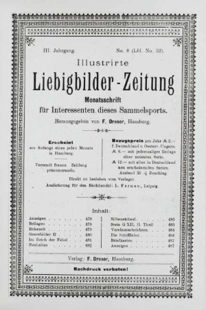 III. Jahrgang. No. 8 (Lfd. No. 32). (Hamburg, 1. August 1898.)