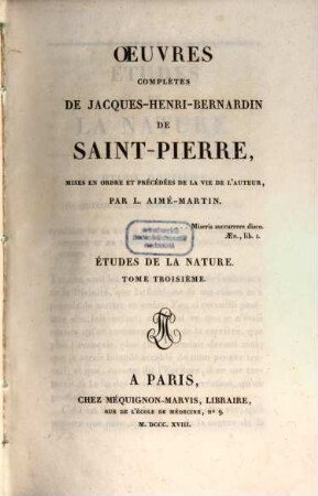 Oeuvres complètes de Jacques-Henri-Bernardin de Saint-Pierre. 5, Études de la nature ; T. 3