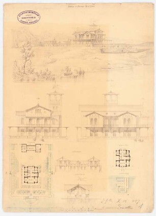 Villa Knorr am Starnberger See: Grundrisse und perspektivische Ansichten