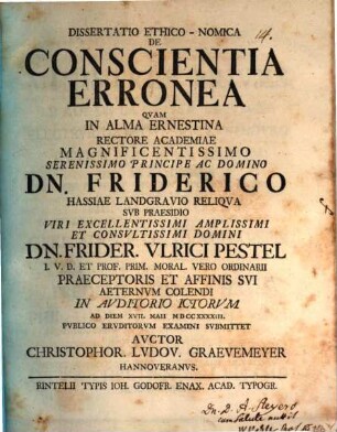 Diss. ethico-nomica de conscientia erronea