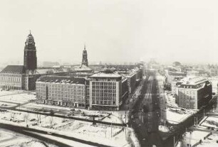 Dresden. Blick vom Hochhaus am Pirnaischen Platz nach Westen auf das Stadtzentrum