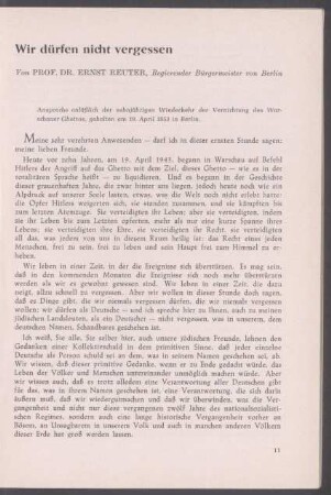 Wir dürfen nicht vergessen