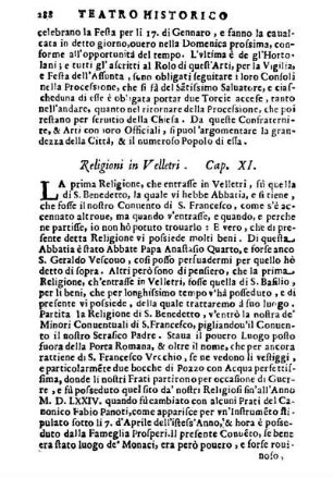 Religioni in Velletri. Cap. XI.