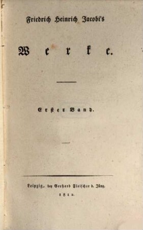 Friedrich Heinrich Jacobi's Werke, 1
