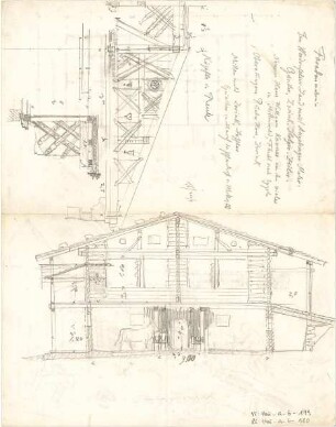 Thiersch, August ; Bauaufnahmen (deutsche Bauernhäuser u.a.) - Haus (Ansicht, Details)