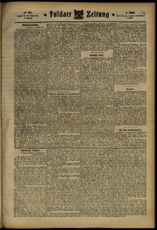 Zweite Ausgabe vom Samstag, den 10. August 1912.