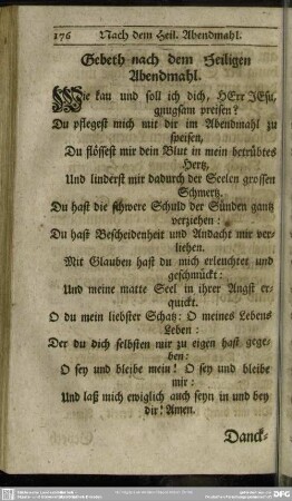 Gebeth nach dem Heiligen Abendmahl