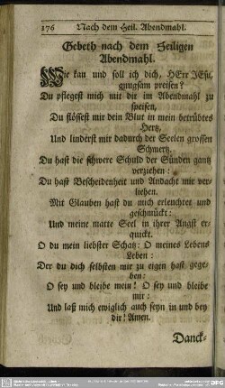 Gebeth nach dem Heiligen Abendmahl