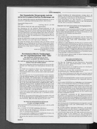 Kommunalpolitische Forderungen für die Legislaturperiode 1993-1997