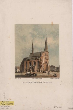 Ansicht der Katharinenkirche in Zwickau, Lithographie, um 1860 : Die St. Katharinenkirche zu Zwickau / gez. v. C. MittenzweiZwickau : Bär , [um 1860]. - 1 Kunstbl. : Lithogr. ; 17 x 21 cm