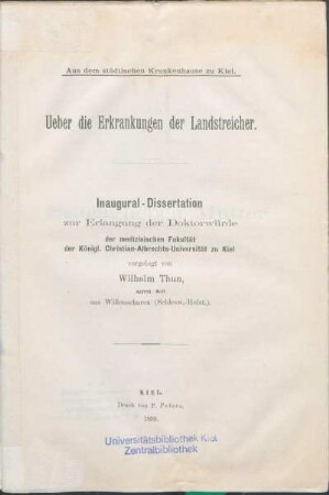 Ueber die Erkrankungen der Landstreicher