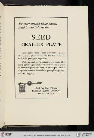 Seed Dry Plate Division, Eastman Kodak Company [Seed Graflex Plate]
