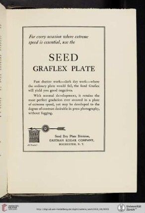 Seed Dry Plate Division, Eastman Kodak Company [Seed Graflex Plate]