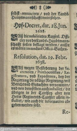 Resolution, dat. 19. Febr. 1638