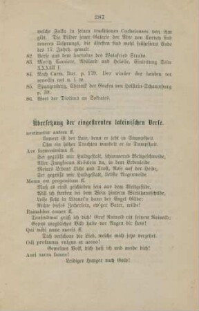 Übersetzung der eingestreuten lateinischen Verse