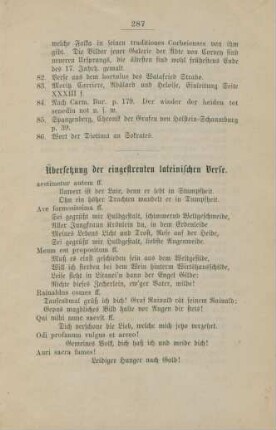 Übersetzung der eingestreuten lateinischen Verse