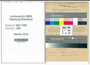 Entnazifizierung Emil Menne , geb. 05.03.1903 (Elektromeister)