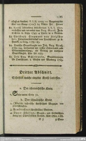 Dritter Abschnitt. Schriften welche einzelne Kreise betreffen