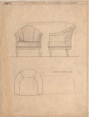 Niemeyer, Adalbert; Wohnräume, Möbel - Polstersessel (Ansichten)