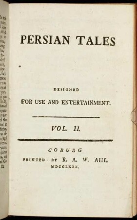 2: Persian Tales : Designed For Use And Entertainment