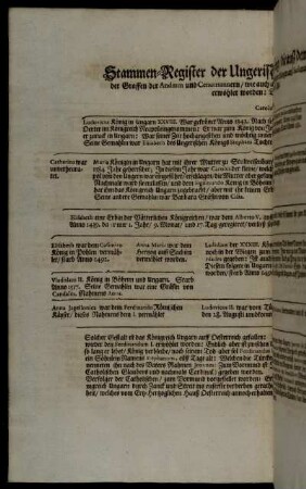 IV. Stamm Register der Ungerischen Könige