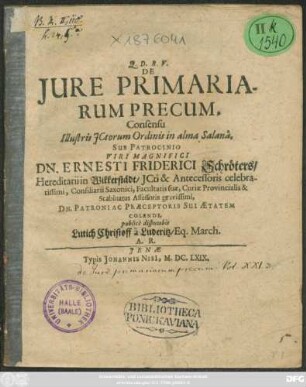 De Iure Primariarum Precum