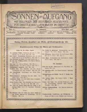 Heft 6-7. 21. Jahrgang. März-April 1919