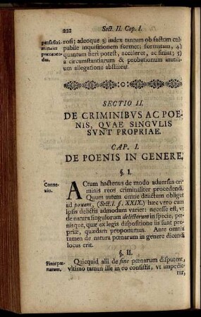 Cap. I. De Poenis In Genere – Cap. VIII. De Crimine Fractae Pacis Publicae