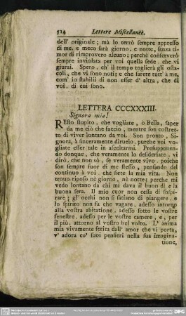 Lettera CCCXXXIII. Signora mia!