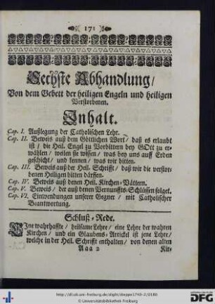 Sechste Abhandlung.