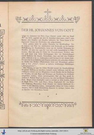 Der hl. Johannes von Gott.