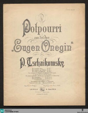 Potpourri aus der Oper "Eugen Onegin" : für Pianoforte allein