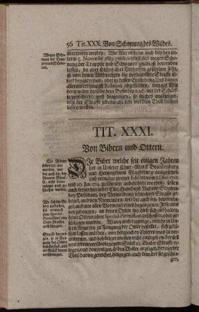 Tit. XXXI. Von Bibern und Ottern. - Tit. XL. Heydereuter-Eyd.